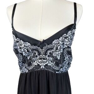 3X Delta Burke Vintage Black Flora Lace Babydoll Lingerie Nightie Chemise Slip